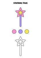 Color cute magical wand. Worksheet for kids. vector