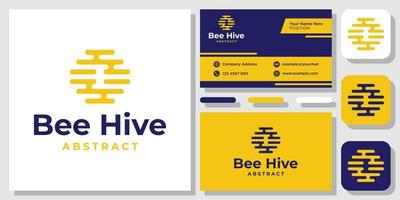 Bee Hive Honey Comb Yellow Hexagon Abstract logo design inspiration with Layout Template Business Card vector