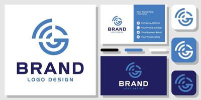 Initial Letter G Signal Connect Circle Wireless Internet Wifi Logo Design with Business Card Template vector