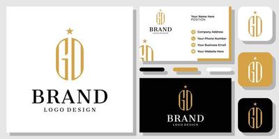 Initials G D Monogram Classic Vintage Old Star Gold Luxury Logo Design with Business Card Template vector