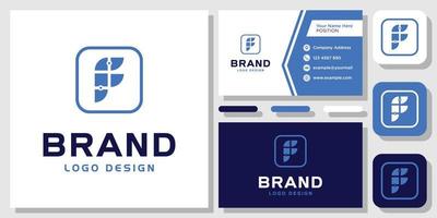 Initial Letter F Monogram Technology Digital Network Dot Connection logo design inspiration with Layout Template Business Card vector