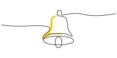 Continuous one single line of hanging christmas bell vector