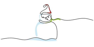 Continuous one single line of snowman for christmas decoration vector