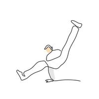 Continuous one single line of man doing break dance vector