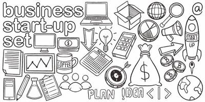 Set of hand drawn doodle business start up for sales promotion vector