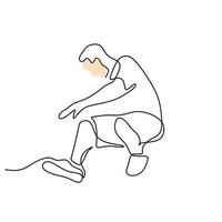 Continuous one single line of man doing break dance vector