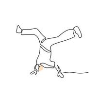 Continuous one single line of man doing break dance vector