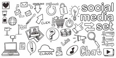 Set of hand drawn doodle social media for sales promotion vector