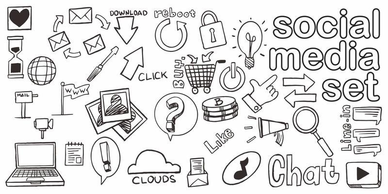 Set of hand drawn doodle social media for sales promotion