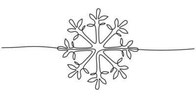 Continuous one single line of snowflake for christmas ornament vector
