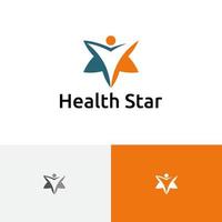 Health Fit Star Negative Space Abstract People Logo vector