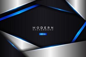 Modern Background Abstract Overlapped Diagonal Metallic Glossy Silver Glowing Blue vector