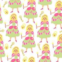 Seamless pattern with princesses on white vector