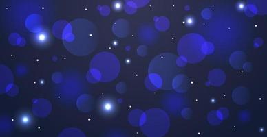 Fondo abstracto azul bokeh con círculos desenfocados y brillo. elemento de decoración para las vacaciones de Navidad y año nuevo, tarjetas de felicitación, banners web, carteles - vector