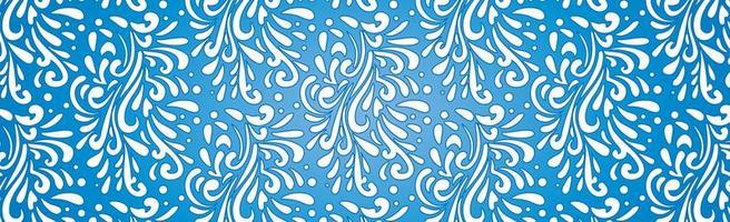 Abstract frosty patterns, panoramic blue and white web pattern background - Vector