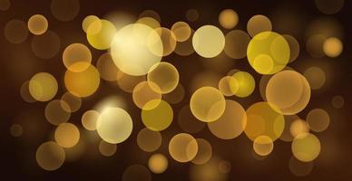 Abstract yellow bokeh background with defocused circles and glitter. Decoration element for Christmas and New Year holidays, greeting cards, web banners, posters - Vector