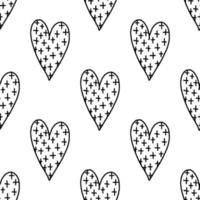 Heart doodle drawing seamless pattern.Design decoration element. vector