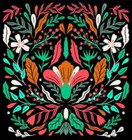 Arreglo floral en posición de espejo Flor y hojas de plantas ornamentales. vector