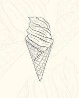 Illustration ice-cream sketch food.Hand drawn element design menu. Isolated object in white background. vector