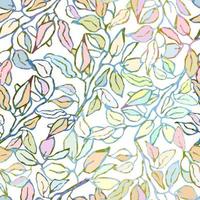 Vector seamless background with colorful watercolor illustration of foliage and plants. Can be used for wallpaper, pattern fills, web page, surface textures, textile print, wrapping paper