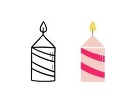 Cute hand-drawn candle on white background. Vector illustration.