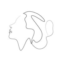 continuous line The beauty of the girl on the side vector