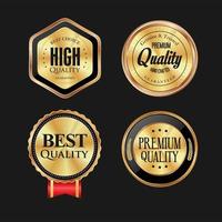 Collection of gold silver and bronze metallic badge and labels vector