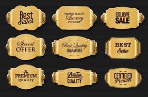 Decorative vintage gold and white frame and retro badge old ornate labels collection vector