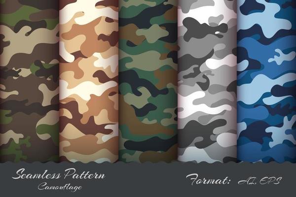 Set Miilitary Camouflage Seamless Pattern