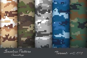 Set Miilitary Camouflage Seamless Pattern vector