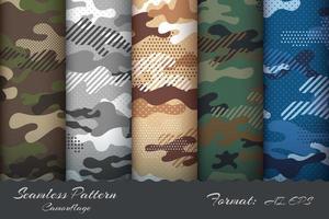 Set Miilitary Camouflage Seamless Pattern vector