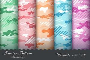 Set Miilitary Camouflage Seamless Pattern