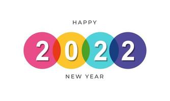 Happy new year 2022 with multi color circle illustration on isolated background vector