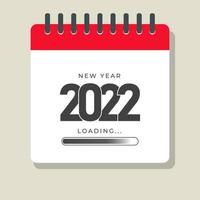 New year 2022 loading with calender illustration on isolated background vector