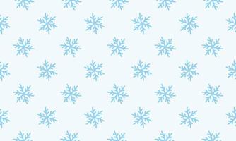 Snowflake simple seamless pattern. Blue snow on white background. Abstract wallpaper, wrapping decoration. Symbol of winter