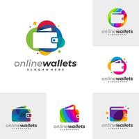 conjunto de plantillas de vector de logotipo de billeteras coloridas, conceptos de diseño de logotipo de billeteras creativas