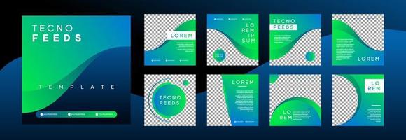 Set of Editable technology square banner template. feeds social media modern style. vector