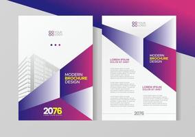 Flyer brochure design, business cover size A4 template, geometric paper purple color vector