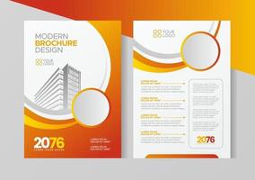 Flyer brochure design, business cover size A4 template, geometric rounded orange color vector