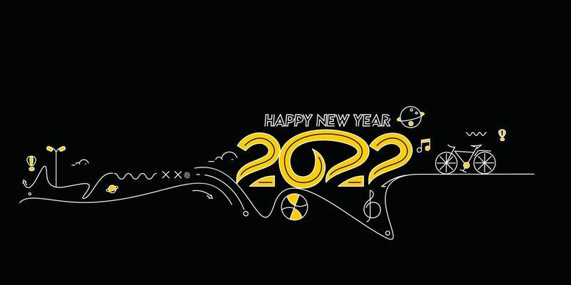 Happy New Year 2022 Text with travel world Design Patter, Vector illustration.