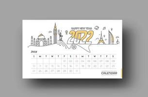 Happy new year 2022 February Calendar - New Year Holiday design elements for holiday cards, calendar banner poster for decorations, Vector Illustration Background.