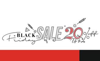 cartel de promoción de venta de viernes negro o diseño de banner, oferta especial 20 venta, promoción y plantilla de vector de compras.
