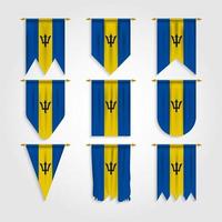 Barbados Flag in Different shapes, Flag of Barbados in Various Shapes vector