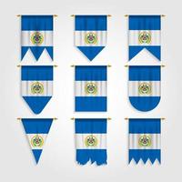 El Salvador Flag in Different shapes, Flag of El Salvador in Various Shapes vector