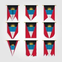 Antigua and Barbuda Flag in Different shapes, Flag of Antigua and Barbuda in Various Shapes vector