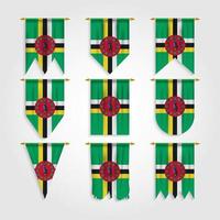 Dominica Flag in Different shapes, Flag of Dominica in Various Shapes vector