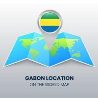 icono de ubicación de gabón en el mapa mundial, icono de pin redondo de gabón vector