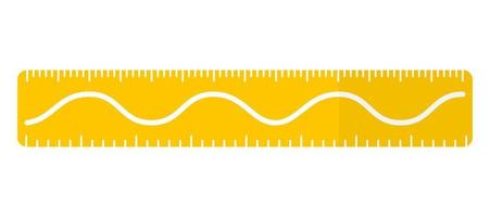 Vector cartoon yellow rectangular ruler with wavy line, sine or cosine.