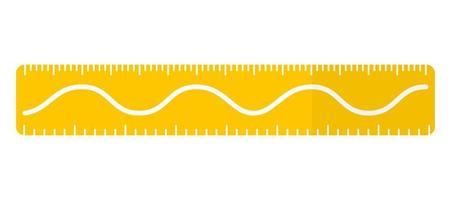 Vector cartoon yellow rectangular ruler with wavy line, sine or cosine.