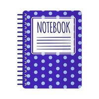 Vector cartoon blue polka dot calligraphy notebook.